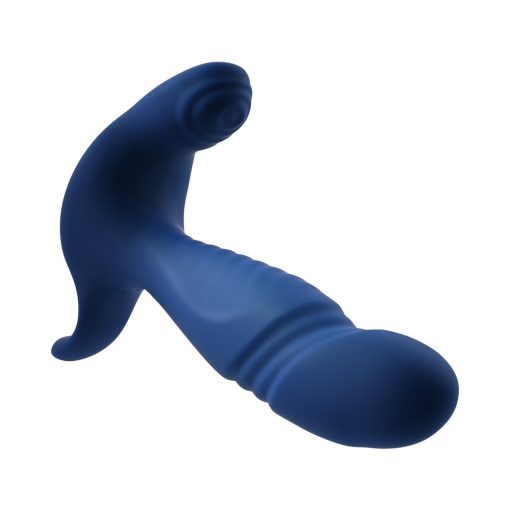 Gender X True Blue Rechargeable Thrusting Silicone Vibrator Blue - Image 4