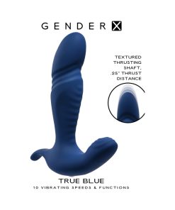 Gender X True Blue Rechargeable Thrusting Silicone Vibrator Blue
