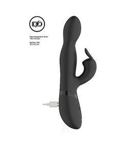 Vive Niva Rechargeable 360° Rotating Silicone Rabbit Vibrator Black