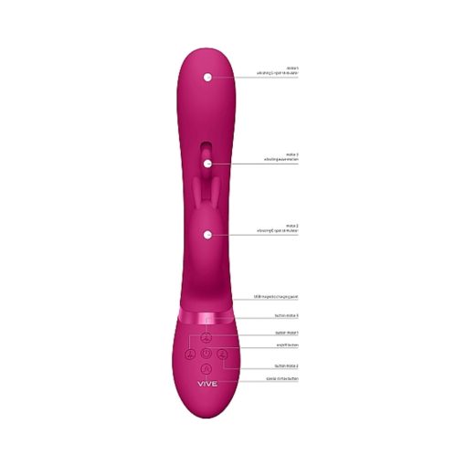 Vive Tama Rechargeable Wave Silicone Rabbit Vibrator Pink - Image 7