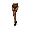 Dreamgirl High-Waist Fishnet And Lace Gartered Thong With Keyhole Ribbon-Tie Back Black Xl