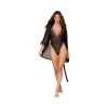 Dreamgirl Mesh Robe & Strappy Back Teddy With Lace Trim Black Xl Hanging