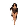 Dreamgirl Mesh Robe & Strappy Back Teddy With Lace Trim Black 3Xl Hanging