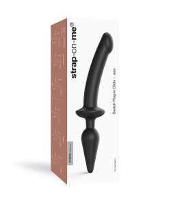 Strap-On-Me Hybrid Collection Switch Plug-In Dual-Ended Dildo & Plug Black Xxl