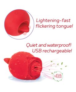 Wild Rose And Tongue Sucking And Licking Vibrator Red