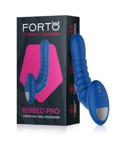Forto Ribbed Pro Rechargeable Silicone Vibrating Anal Massager Blue