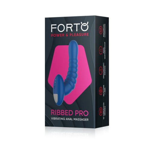 Forto Ribbed Pro Rechargeable Silicone Vibrating Anal Massager Blue - Image 2