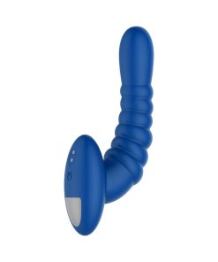Forto Ribbed Pro Rechargeable Silicone Vibrating Anal Massager Blue