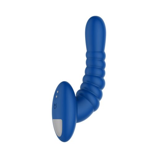 Forto Ribbed Pro Rechargeable Silicone Vibrating Anal Massager Blue - Image 3