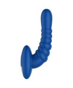 Forto Ribbed Pro Rechargeable Silicone Vibrating Anal Massager Blue