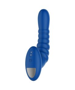 Forto Ribbed Pro Rechargeable Silicone Vibrating Anal Massager Blue