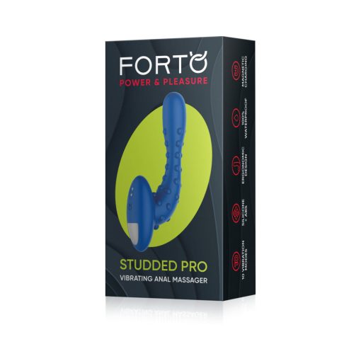 Forto Studded Pro Rechargeable Silicone Vibrating Anal Massager Blue - Image 2