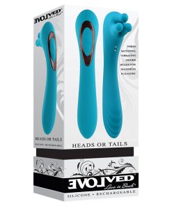 Heads or Tails Dual Ended Silicone Vibrator – Evolved, Teal, Waterproof