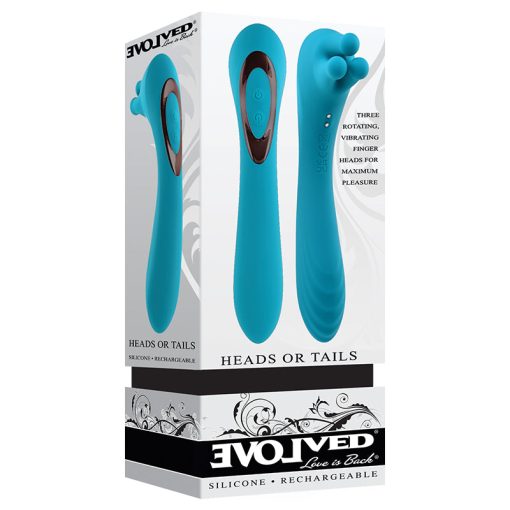 Heads or Tails Dual Ended Silicone Vibrator – Evolved, Teal, Waterproof