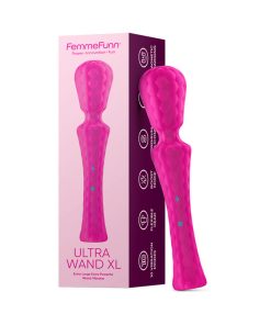 Femmefunn Ultra Wand Xl Rechargeable Flexible Textured Silicone Vibrator Pink