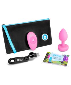B-Vibe Vibrating Heart Anal Plug With Heart-Shaped Jewel Base S/M Pink