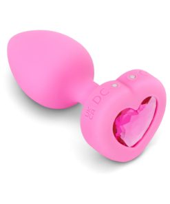 B-Vibe Vibrating Heart Anal Plug With Heart-Shaped Jewel Base S/M Pink