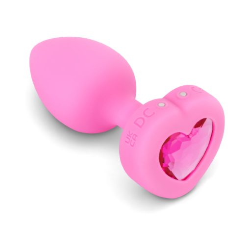 B-Vibe Vibrating Heart Anal Plug With Heart-Shaped Jewel Base S/M Pink - Image 3