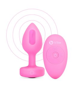 B-Vibe Vibrating Heart Anal Plug With Heart-Shaped Jewel Base S/M Pink
