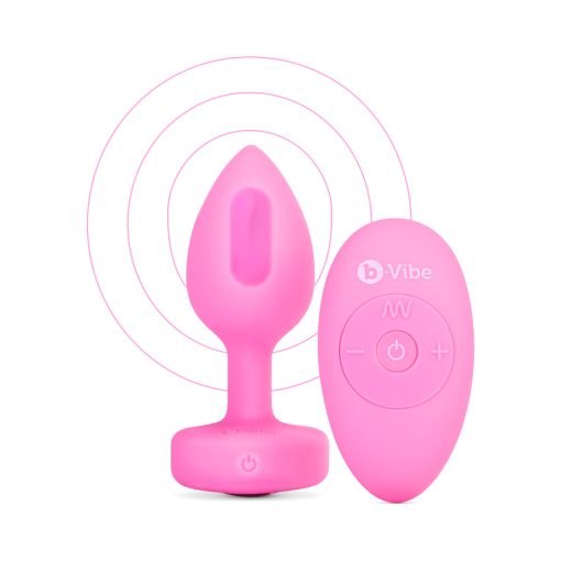 B-Vibe Vibrating Heart Anal Plug With Heart-Shaped Jewel Base S/M Pink - Image 4
