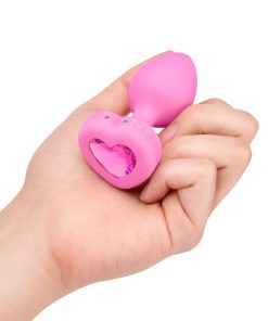 B-Vibe Vibrating Heart Anal Plug With Heart-Shaped Jewel Base S/M Pink