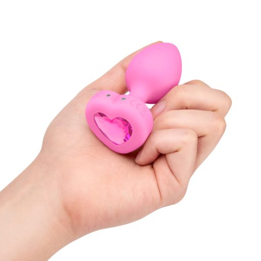B-Vibe Vibrating Heart Anal Plug With Heart-Shaped Jewel Base S/M Pink - Image 5