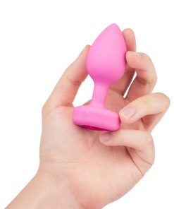 B-Vibe Vibrating Heart Anal Plug With Heart-Shaped Jewel Base S/M Pink
