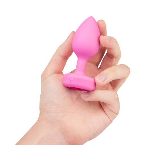 B-Vibe Vibrating Heart Anal Plug With Heart-Shaped Jewel Base S/M Pink - Image 6
