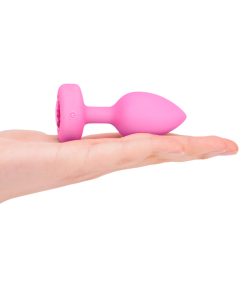 B-Vibe Vibrating Heart Anal Plug With Heart-Shaped Jewel Base S/M Pink