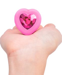 B-Vibe Vibrating Heart Anal Plug With Heart-Shaped Jewel Base S/M Pink