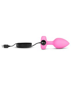 B-Vibe Vibrating Heart Anal Plug With Heart-Shaped Jewel Base S/M Pink