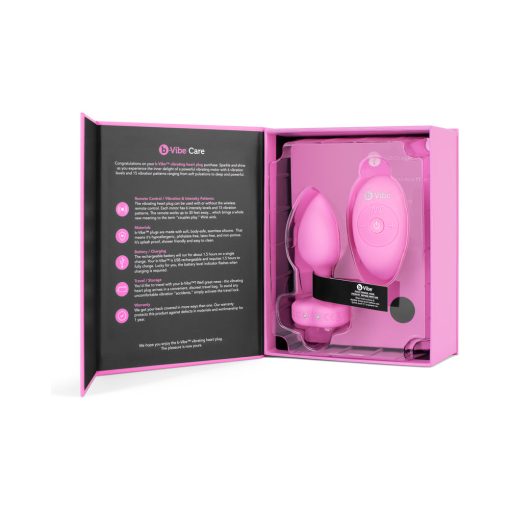 B-Vibe Vibrating Heart Anal Plug With Heart-Shaped Jewel Base S/M Pink - Image 10