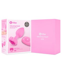 B-Vibe Vibrating Heart Anal Plug With Heart-Shaped Jewel Base S/M Pink
