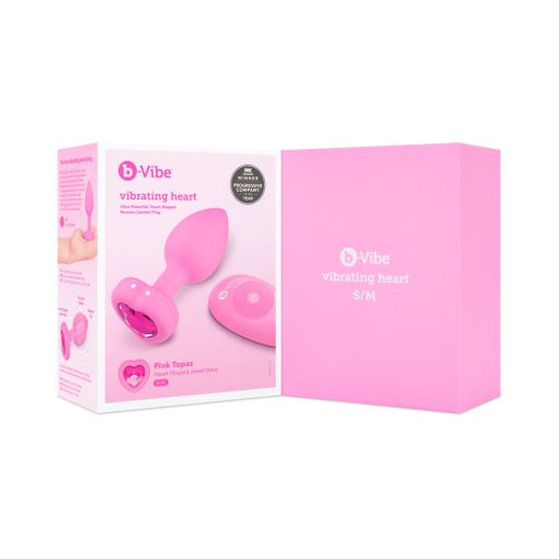 B-Vibe Vibrating Heart Anal Plug With Heart-Shaped Jewel Base S/M Pink - Image 11