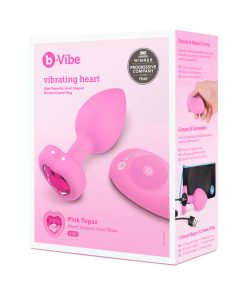 B-Vibe Vibrating Heart Anal Plug With Heart-Shaped Jewel Base S/M Pink