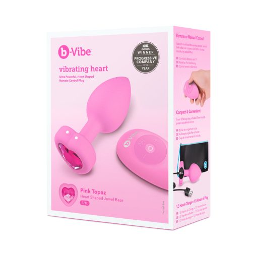 B-Vibe Vibrating Heart Anal Plug With Heart-Shaped Jewel Base S/M Pink - Image 12