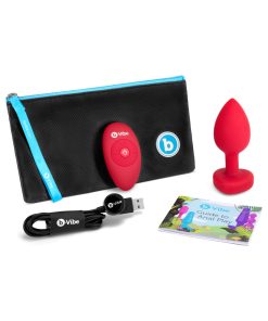 B-Vibe Vibrating Heart Anal Plug With Heart-Shaped Jewel Base M/L Red