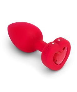 B-Vibe Vibrating Heart Anal Plug With Heart-Shaped Jewel Base M/L Red