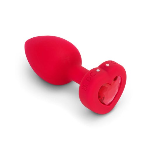 B-Vibe Vibrating Heart Anal Plug With Heart-Shaped Jewel Base M/L Red - Image 3