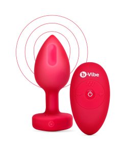B-Vibe Vibrating Heart Anal Plug With Heart-Shaped Jewel Base M/L Red