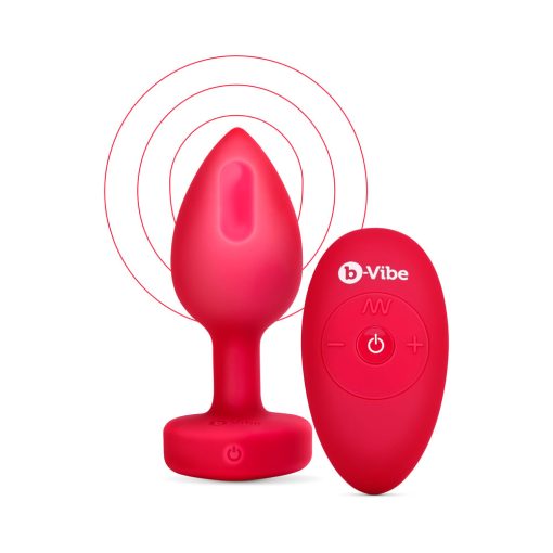 B-Vibe Vibrating Heart Anal Plug With Heart-Shaped Jewel Base M/L Red - Image 4
