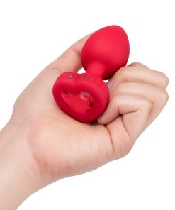 B-Vibe Vibrating Heart Anal Plug With Heart-Shaped Jewel Base M/L Red