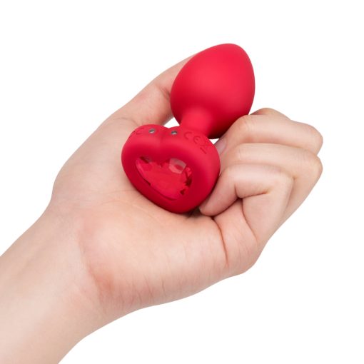 B-Vibe Vibrating Heart Anal Plug With Heart-Shaped Jewel Base M/L Red - Image 5