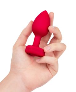 B-Vibe Vibrating Heart Anal Plug With Heart-Shaped Jewel Base M/L Red