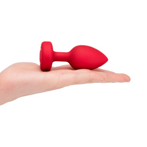 B-Vibe Vibrating Heart Anal Plug With Heart-Shaped Jewel Base M/L Red - Image 7
