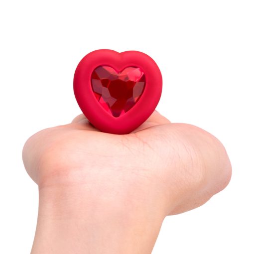 B-Vibe Vibrating Heart Anal Plug With Heart-Shaped Jewel Base M/L Red - Image 8