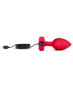 B-Vibe Vibrating Heart Anal Plug With Heart-Shaped Jewel Base M/L Red