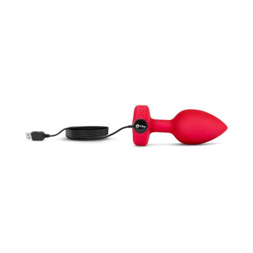 B-Vibe Vibrating Heart Anal Plug With Heart-Shaped Jewel Base M/L Red - Image 9