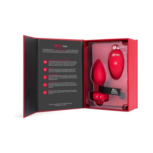 B-Vibe Vibrating Heart Anal Plug With Heart-Shaped Jewel Base M/L Red - Image 10