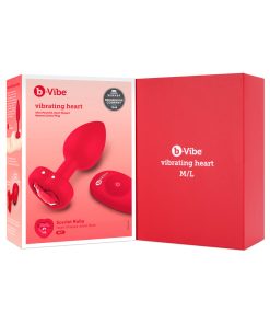 B-Vibe Vibrating Heart Anal Plug With Heart-Shaped Jewel Base M/L Red